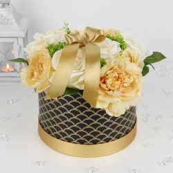 DUŻY bukiet w pudełku JASNE SŁOMKOWE kwiaty LUX, BO-74